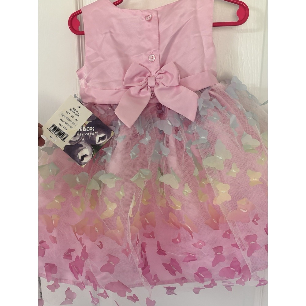 Blueberi Boulevard 24m NWT Pink 3D Butterfly Tulle Dress Baby Toddle Girls - Picture 2 of 4
